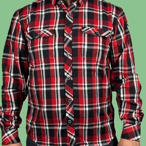 Tobacco Motorwear Co Red Flannel Shirt Size Large NEW